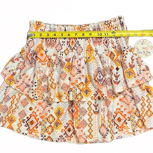 💜🧡 Tiered Ruffle Skirt | Smocked | Aztec Design | Jolie & Joy | Size Large - Picture 4 of 10